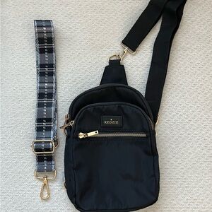 Kedzie Elegant Black Crossbody Bag with Gold Accents